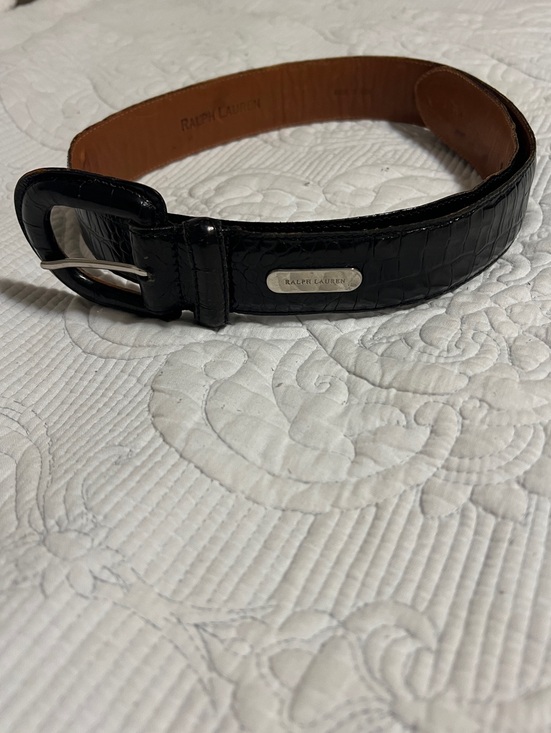 Ralph Lauren Accessories - Vintage 1990s Ralph Lauren Black Croc-Embossed Women’s Leather Belt